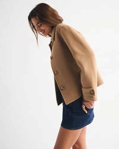 Abercrombie & Fitch Short Wool-blend Coat In Brown