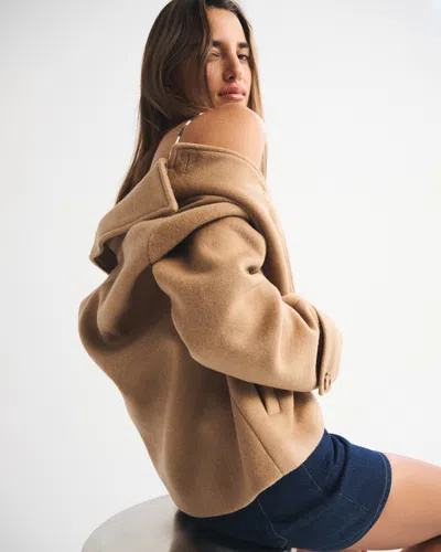 Abercrombie & Fitch Short Wool-blend Coat In Brown