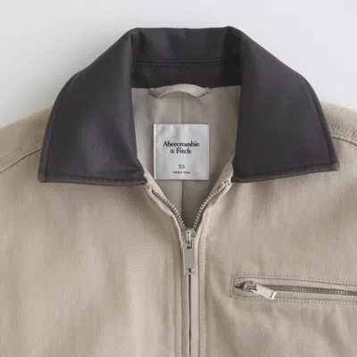 Abercrombie & Fitch Cropped Twill Trucker Jacket In Brown