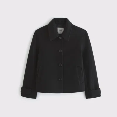Abercrombie & Fitch Short Wool-blend Coat In Black