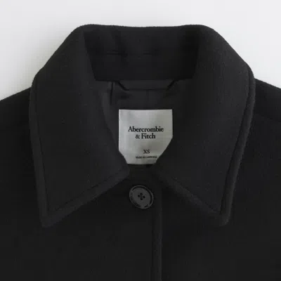 Abercrombie & Fitch Short Wool-blend Coat In Black