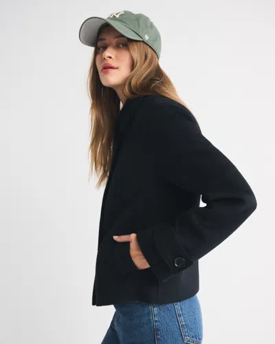 Abercrombie & Fitch Short Wool-blend Coat In Black