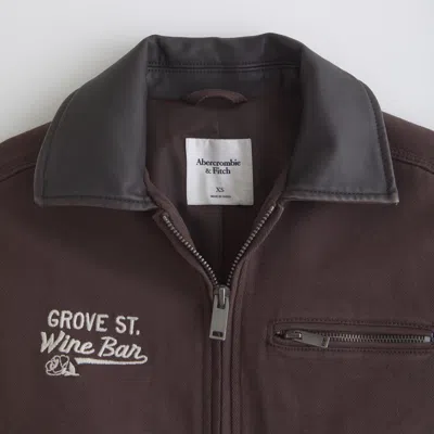 Abercrombie & Fitch Cropped Twill Trucker Jacket In Brown