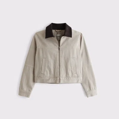 Abercrombie & Fitch Denim Zip-up Jacket In Gray