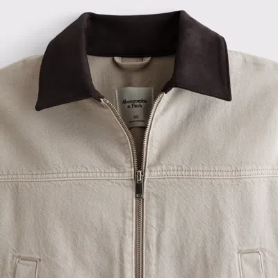 Abercrombie & Fitch Denim Zip-up Jacket In Gray