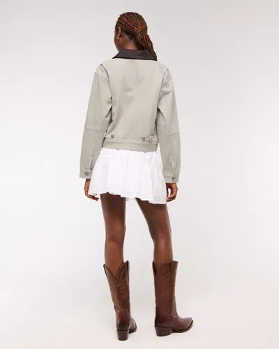 Abercrombie & Fitch Denim Zip-up Jacket In Gray