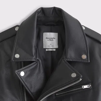 Abercrombie & Fitch Vegan Leather Biker Jacket In Black