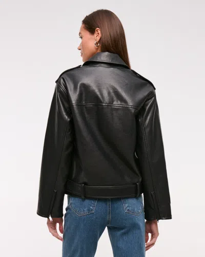 Abercrombie & Fitch Vegan Leather Biker Jacket In Black