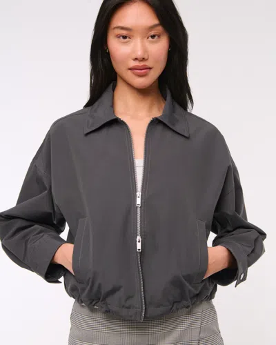 Abercrombie & Fitch Cinched-hem Double-zip Jacket In Gray