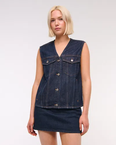 Abercrombie & Fitch V-neck Denim Vest In Blue