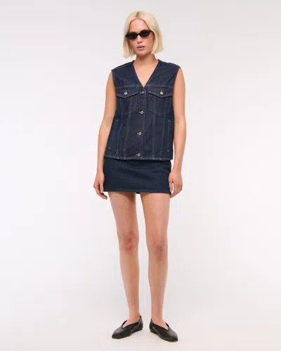 Abercrombie & Fitch V-neck Denim Vest In Blue