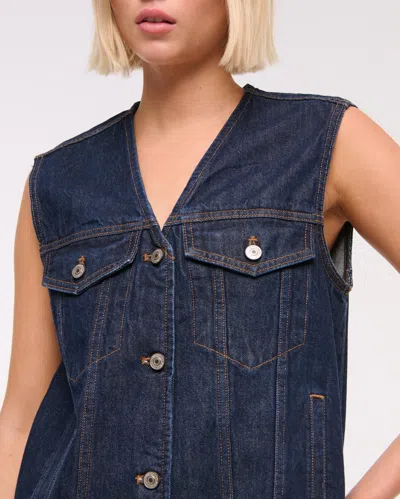 Abercrombie & Fitch V-neck Denim Vest In Blue