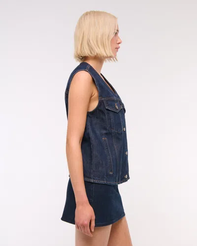 Abercrombie & Fitch V-neck Denim Vest In Blue