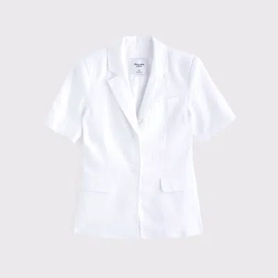 Abercrombie & Fitch Short-sleeve Premium Linen Blazer In Animal Print