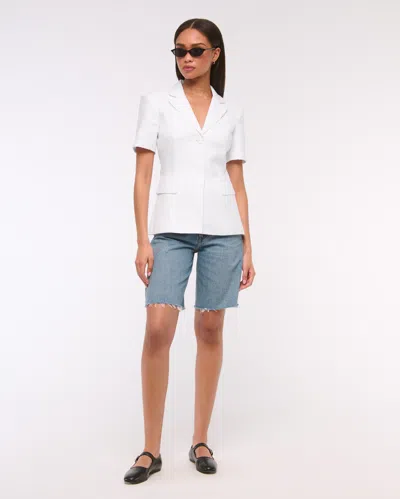 Abercrombie & Fitch Short-sleeve Premium Linen Blazer In Animal Print