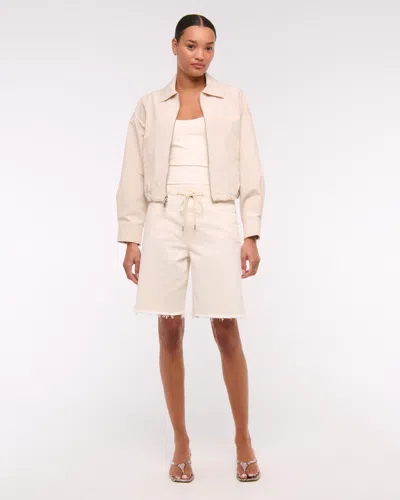Abercrombie & Fitch Cinched-hem Double-zip Jacket In Neutral