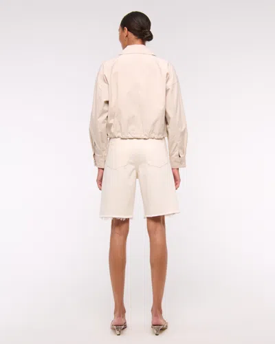 Abercrombie & Fitch Cinched-hem Double-zip Jacket In Neutral
