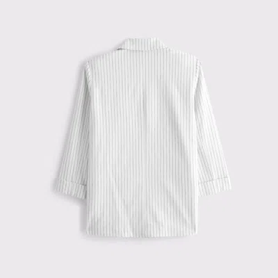 Abercrombie & Fitch Double-breasted Linen-blend Slouchy Blazer In White