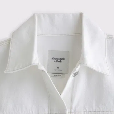 Abercrombie & Fitch Oversized Distressed Denim Trucker Jacket In White