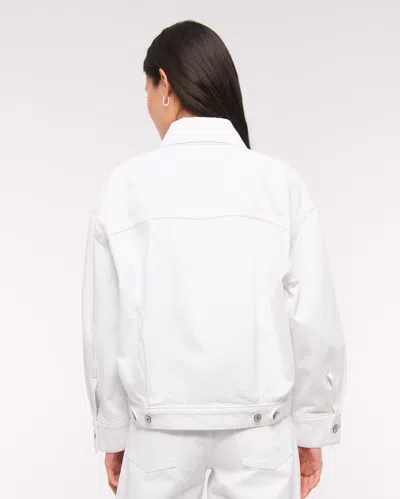 Abercrombie & Fitch Oversized Distressed Denim Trucker Jacket In White