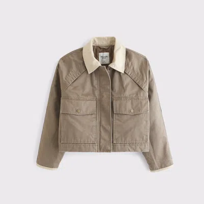 Abercrombie & Fitch Short Waxed Chore Jacket In Brown