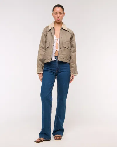 Abercrombie & Fitch Short Waxed Chore Jacket In Brown