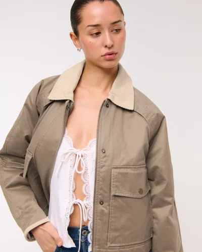 Abercrombie & Fitch Short Waxed Chore Jacket In Brown