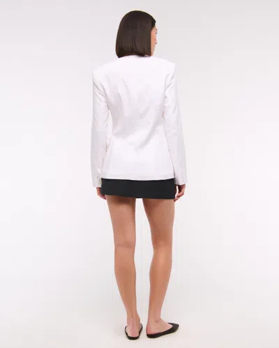 Abercrombie & Fitch Linen-blend Collarless Blazer In White
