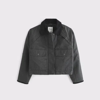 Abercrombie & Fitch Short Waxed Chore Jacket In Black