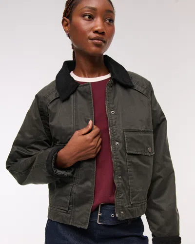 Abercrombie & Fitch Short Waxed Chore Jacket In Black