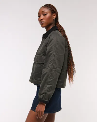 Abercrombie & Fitch Short Waxed Chore Jacket In Black