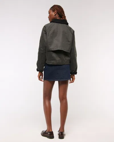 Abercrombie & Fitch Short Waxed Chore Jacket In Black