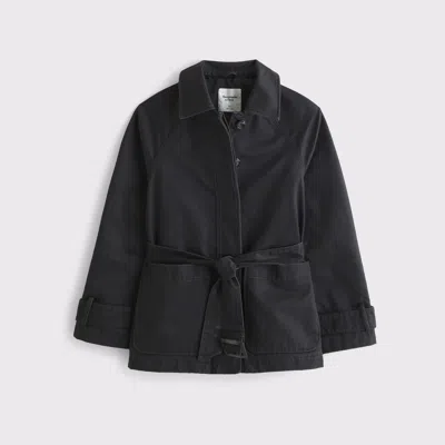 Abercrombie & Fitch Waxed Belted Utility Jacket In Black
