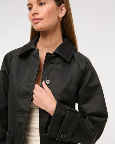 Abercrombie & Fitch Waxed Belted Utility Jacket In Black