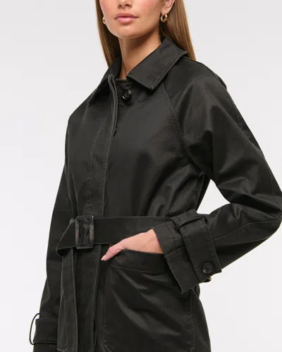 Abercrombie & Fitch Waxed Belted Utility Jacket In Black