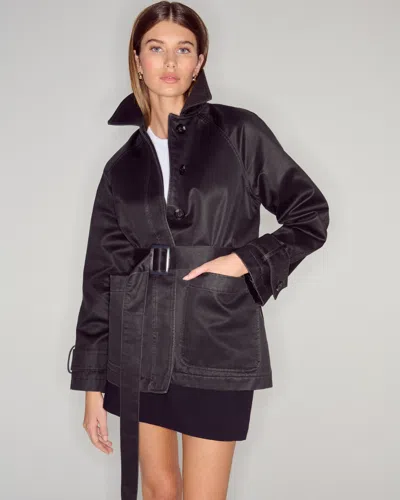 Abercrombie & Fitch Waxed Belted Utility Jacket In Black