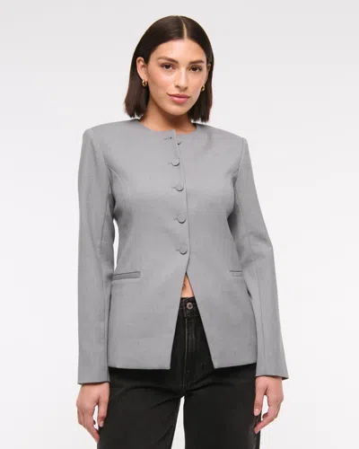 Abercrombie & Fitch Collarless Suiting Blazer In Gray