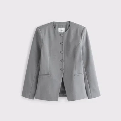 Abercrombie & Fitch Collarless Suiting Blazer In Gray