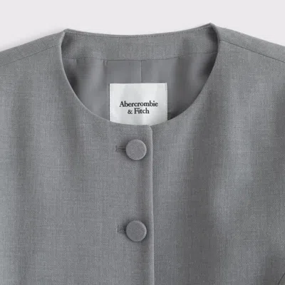 Abercrombie & Fitch Collarless Suiting Blazer In Gray