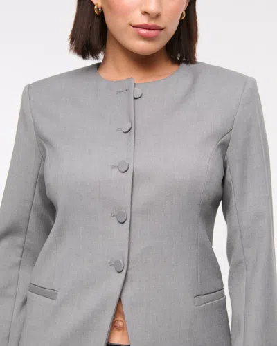 Abercrombie & Fitch Collarless Suiting Blazer In Gray