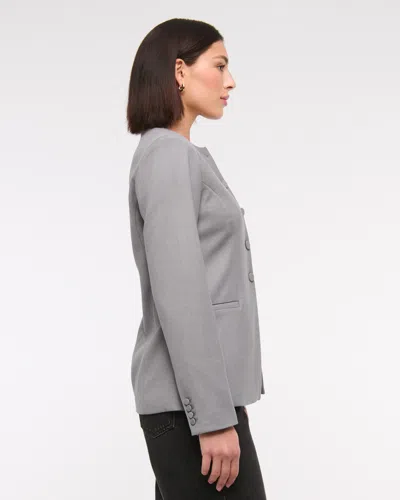 Abercrombie & Fitch Collarless Suiting Blazer In Gray