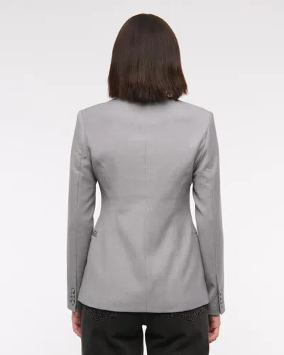 Abercrombie & Fitch Collarless Suiting Blazer In Gray