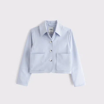 Abercrombie & Fitch Vegan Suede Button-through Jacket In Blue