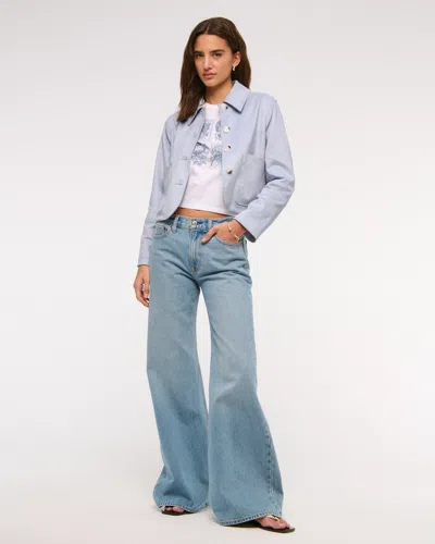 Abercrombie & Fitch Vegan Suede Button-through Jacket In Blue