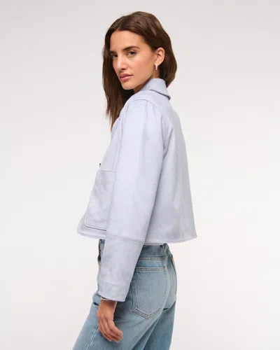 Abercrombie & Fitch Vegan Suede Button-through Jacket In Blue