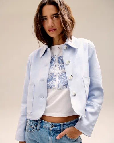 Abercrombie & Fitch Vegan Suede Button-through Jacket In Blue