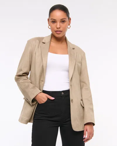Abercrombie & Fitch Vegan Suede Slouchy Blazer In Brown