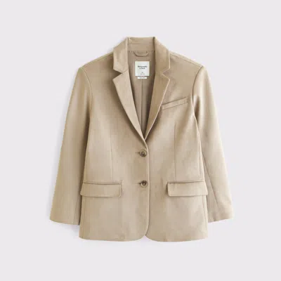 Abercrombie & Fitch Vegan Suede Slouchy Blazer In Brown
