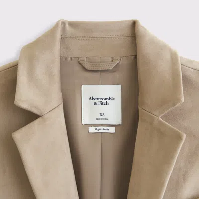 Abercrombie & Fitch Vegan Suede Slouchy Blazer In Brown