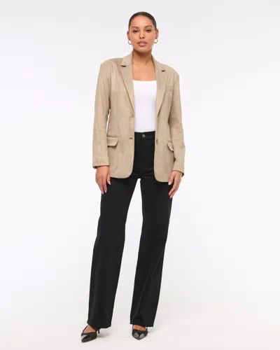 Abercrombie & Fitch Vegan Suede Slouchy Blazer In Brown